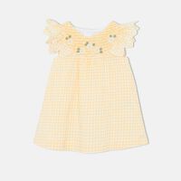Gingham Check Embroidered Dress