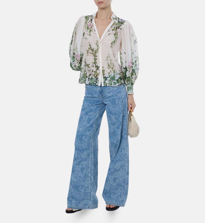 Floral Puff Long-sleeve Blouse