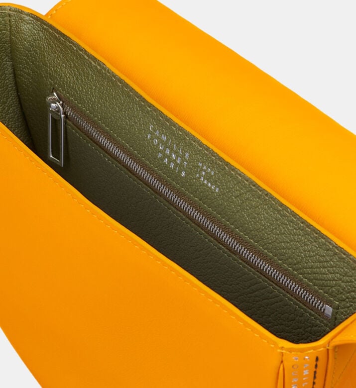 Camille Fournet Astral Calf Leather Pleated Half-moon Handbag, Yellow, Packshot View Camille Fournet Astral Calf Leather Pleated Half-moon Handbag, Yellow, Packshot View