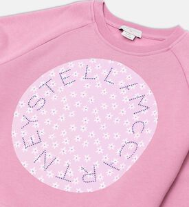 سويت شيرت بطبعة أزهار وشعار دائري