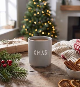 Design Letters Christmas Hohoho Engraved Porcelain Mug 8 X 8.5 Cm, Grey, Model View