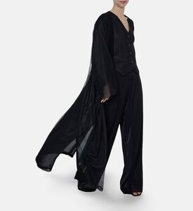 BARG Lace Overlay Matching Scarf A-line Abaya, Model View