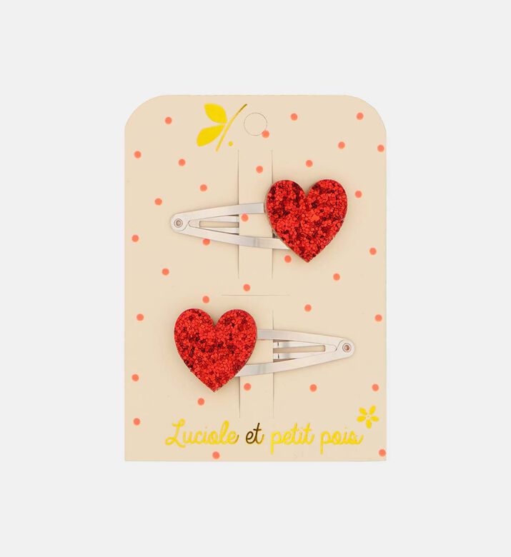 Glitter Heart Hair Clip 2-piece Set