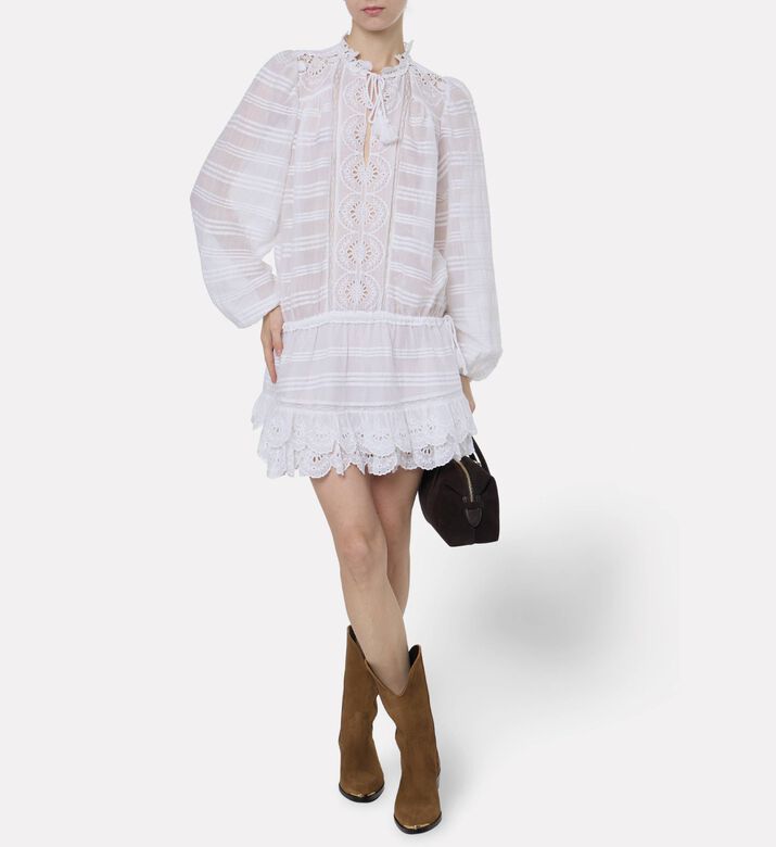 Isabel Marant Embroidered Eyelet Lace Mini Dress, Model View