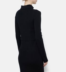 Jil Sander Merino Wool Cut-out Polo Cardigan, Model View