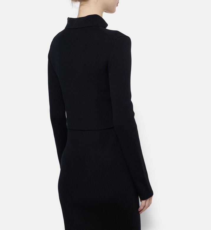 Jil Sander Merino Wool Cut-out Polo Cardigan, Model View