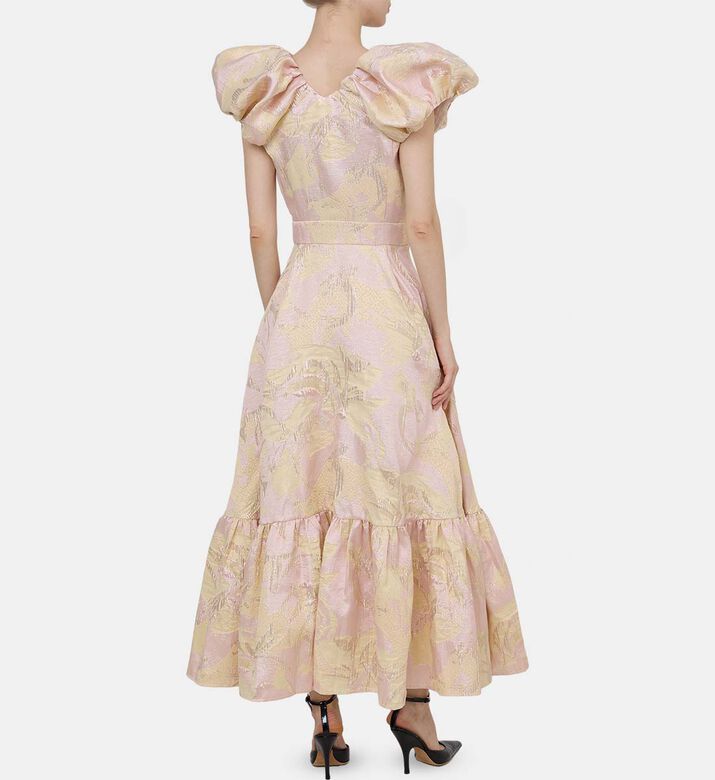 Flower-print V-neck Dress