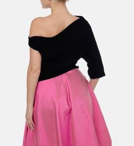 Blue For Burgundy Draped One-shoulder Top, Model View