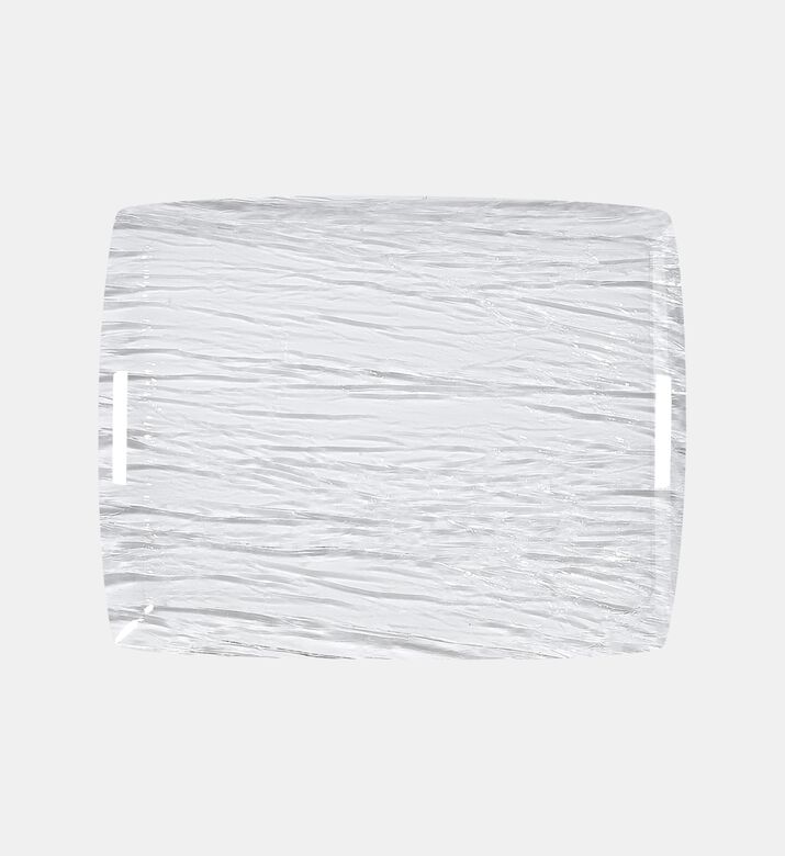 صينية أكريليك بيضاء مزخرفة بمقابض مدمجة