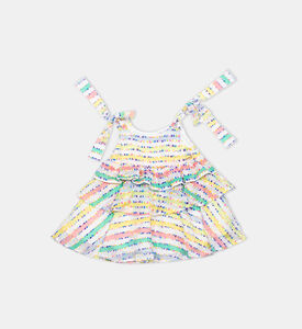 فستان متعدد الألوان بأشرطة مربوطة