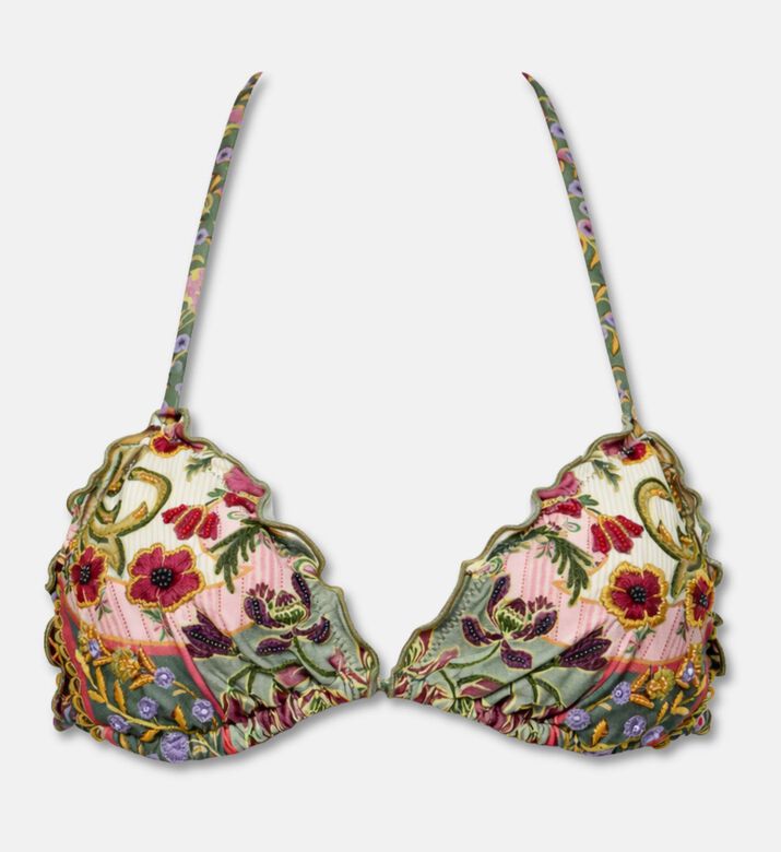Agua Bendita Embroidered Halter Bikini Top, Packshot View