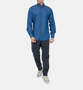 قميص قطن بقصة عادية بصف أزرار