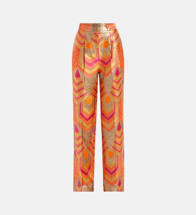 Brocade High-waisted Trousers