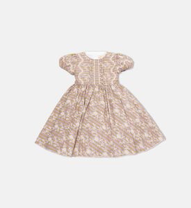 فستان واسع بأكمام منتفخة بتصميم أزهار