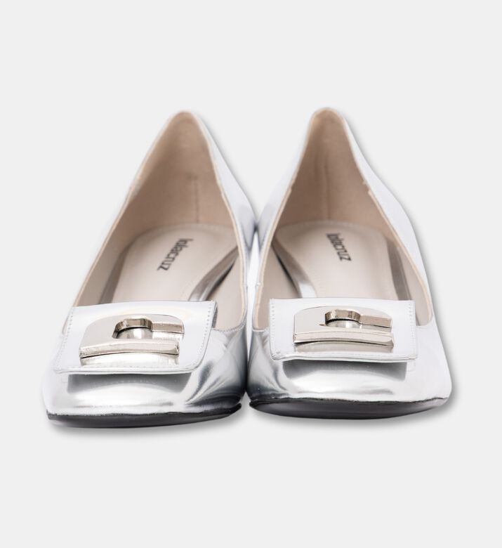 Lola Cruiz Leather Mirror Med Heel Pumps, Silver, Eu-41, Packshot View