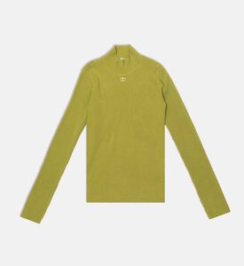 سترة صوفية محبوكة طويلة الأكمام بياقة عالية