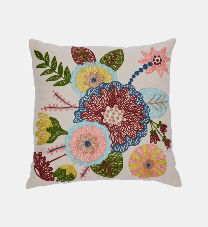 وسادة مايف زخرفية قطن مزينة بأزهار مقاس 45×45 سم