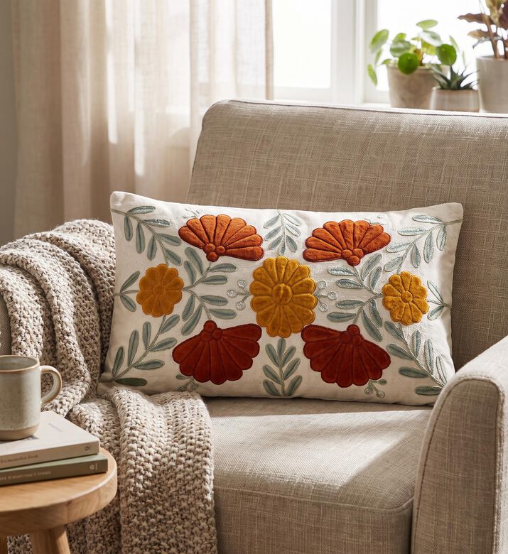 Home Deco and More Azalea Cotton Rectangular Cushion, Packshot View