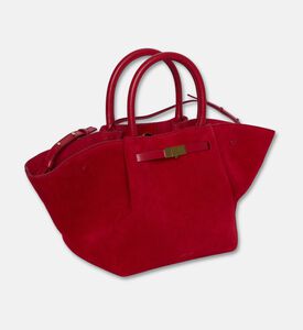 Demellier The Midi New York Suede Tote Bag, Red, Packshot View