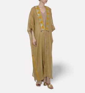 By Febe Linen-blend Embroidered Abaya, Model View