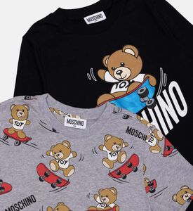 طقم تيشيرتات قطنية بشعار الماركة مكون من قطعتين