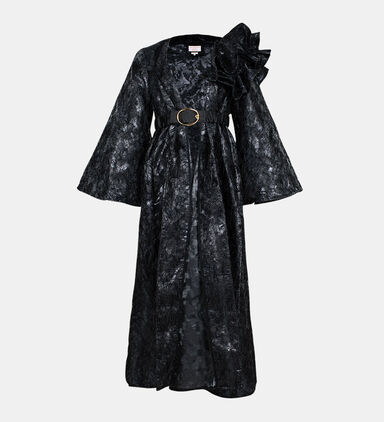 Night Feathery-fabric Belted Cape