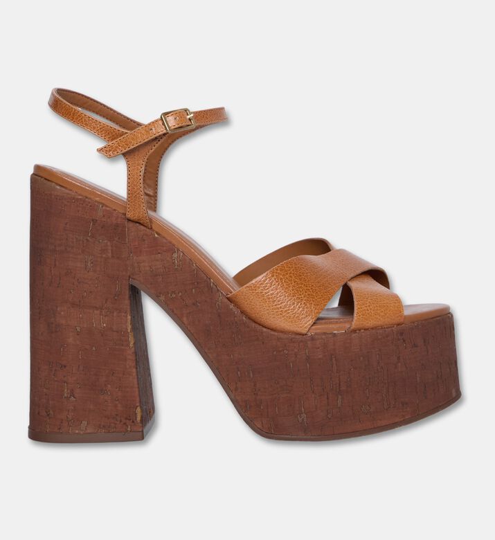 Arezzo Leather Platform Sandals, Brown, Eu-39, Packshot View