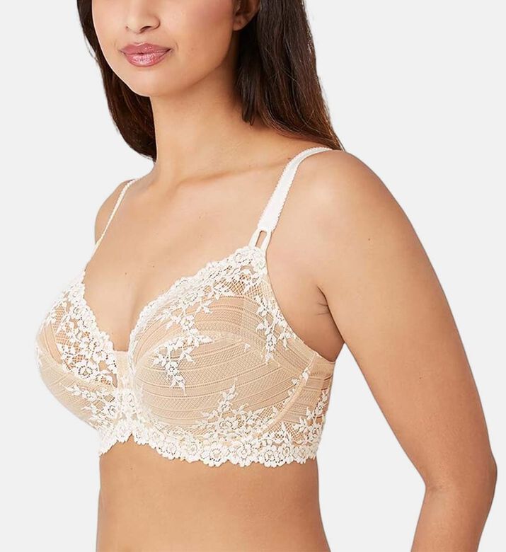 Wacoal Embrace Lace Underwire Bra, Ivory, 100, E, Model View