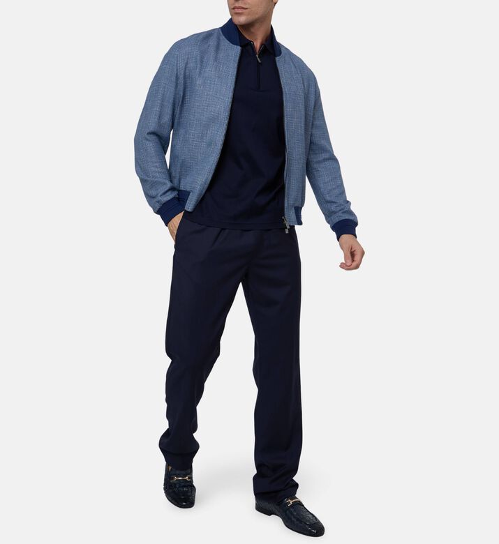 Pal Zileri Traditional Knit Slim-fit Polo, Navy, 48, Model View