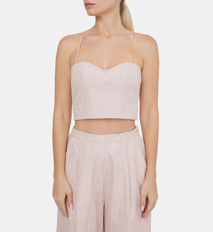 Microcheck Linen Lurex Bustier