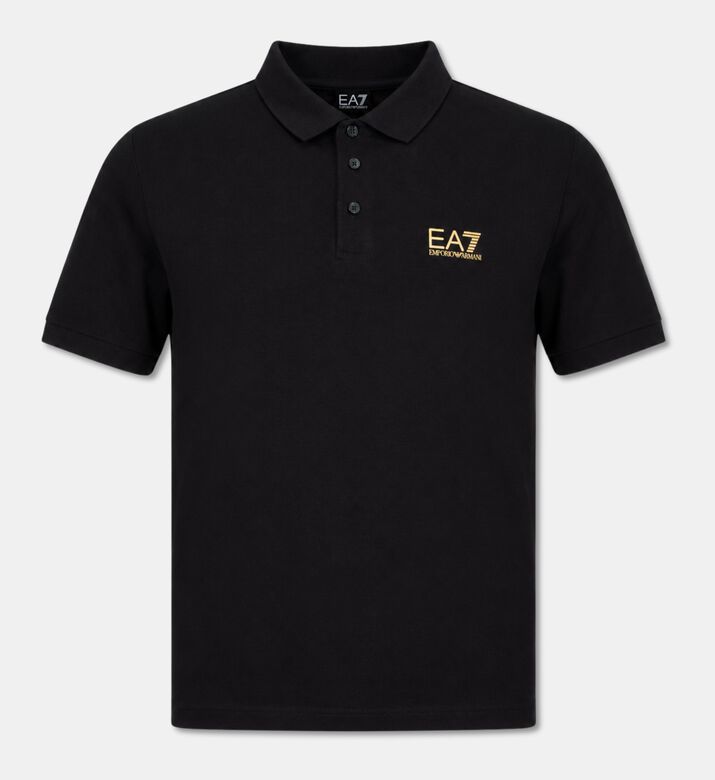 EA7 Logo Printed Polo Shirt, Black, Xl, Packshot View