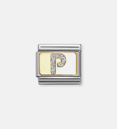 Composable Classic Link Silver Glitter Letter P Charm