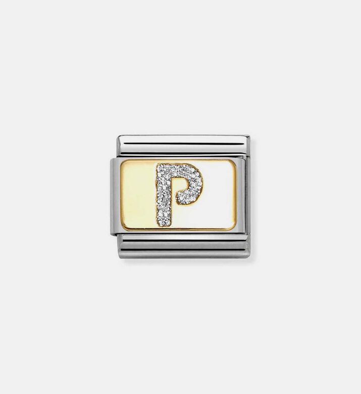 Composable Classic Link Silver Glitter Letter P Charm