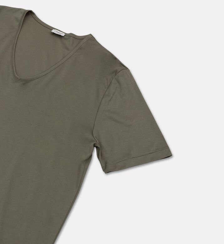 Zimmerli Of Switzerland Cotton Jersey V-neck T-shirt, Dark-green, M, Packshot View