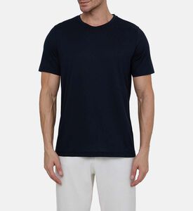 Cotton-blend Plain Crewneck T-shirt