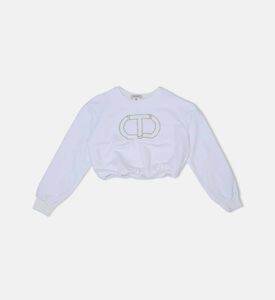 سويت شيرت بتطريز بيضاوي وحرف تي