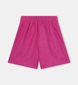 شورت كتان بحزام وجيوب داخلية