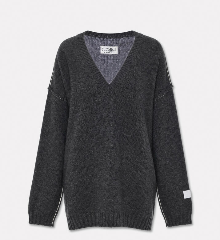 MM6 V-neck Oversized Sweater, Packshot View