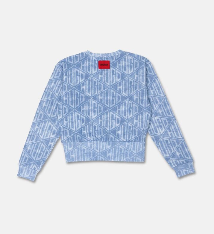Hugo Denim-effect Geometric Logos Loose-fit Sweatshirt, Packshot View