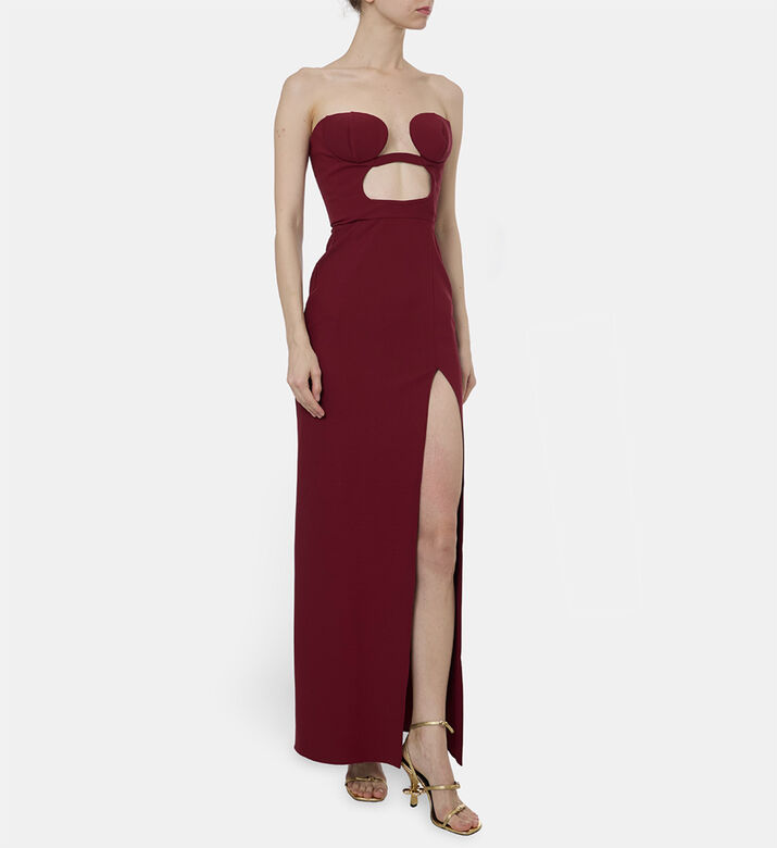 Nensi Dojaka Front Cut-out Side Slit Strapless Maxi Dress, Model View