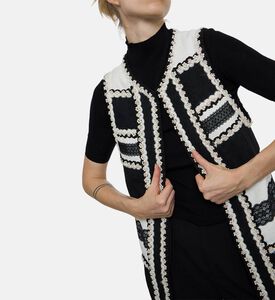 Edward Achour Paris Textured Sleeveless Long Vest, Model View