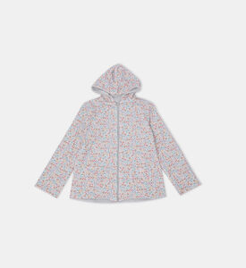 جاكيت بغطاء رأس برباط بطبعة أزهار