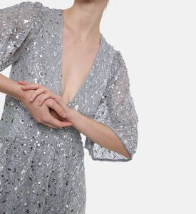 Ba and Sh Sequin-embellishment Flared Dress, Model View