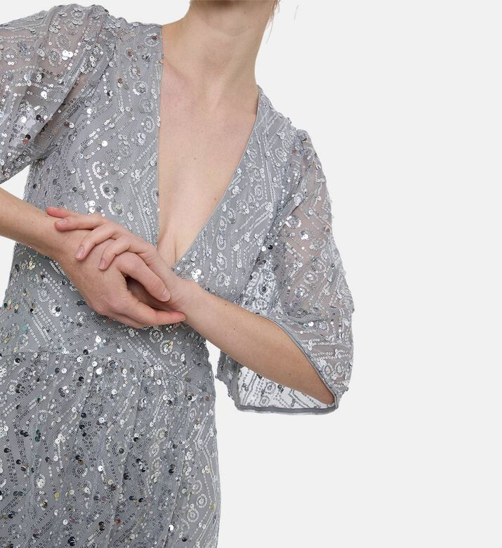 Ba and Sh Sequin-embellishment Flared Dress, Model View