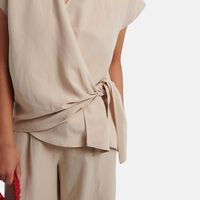 Linen V-neck Wrap Blouse