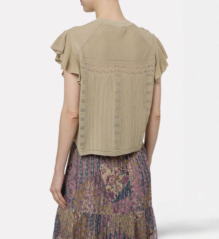 Ba and Sh Ruffled Knit Short-sleeve Top, Model View