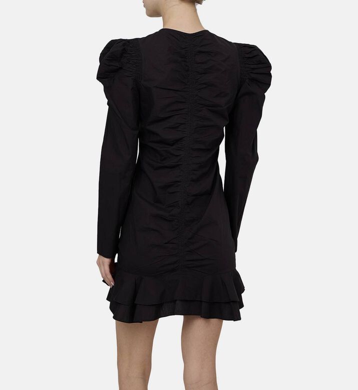 فستان بريالي بقطن مجعد قصير بسحّاب