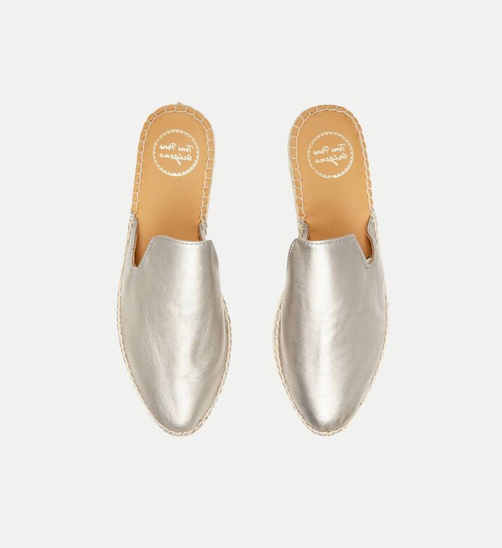 Ona-p Metallic Leather Flat Mule Espadrille