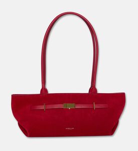 Demellier The New York Elongated Suede Shoulder Bag, Red, Packshot View