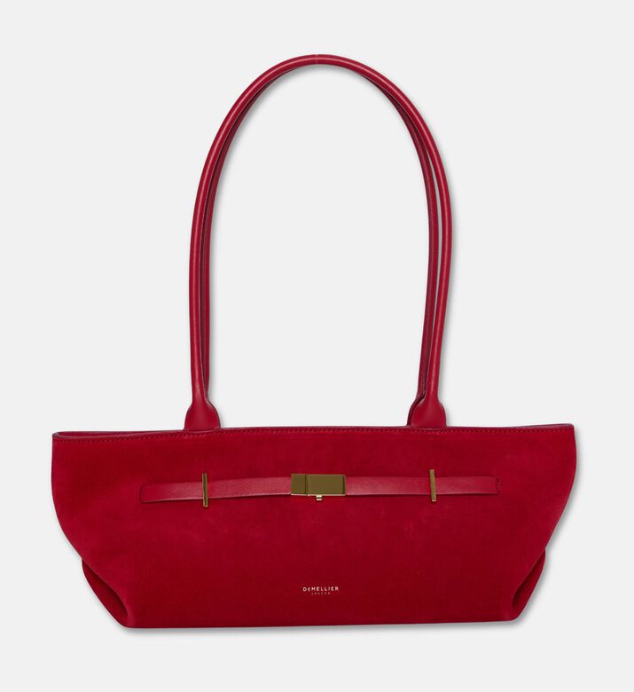 Demellier The New York Elongated Suede Shoulder Bag, Red, Packshot View